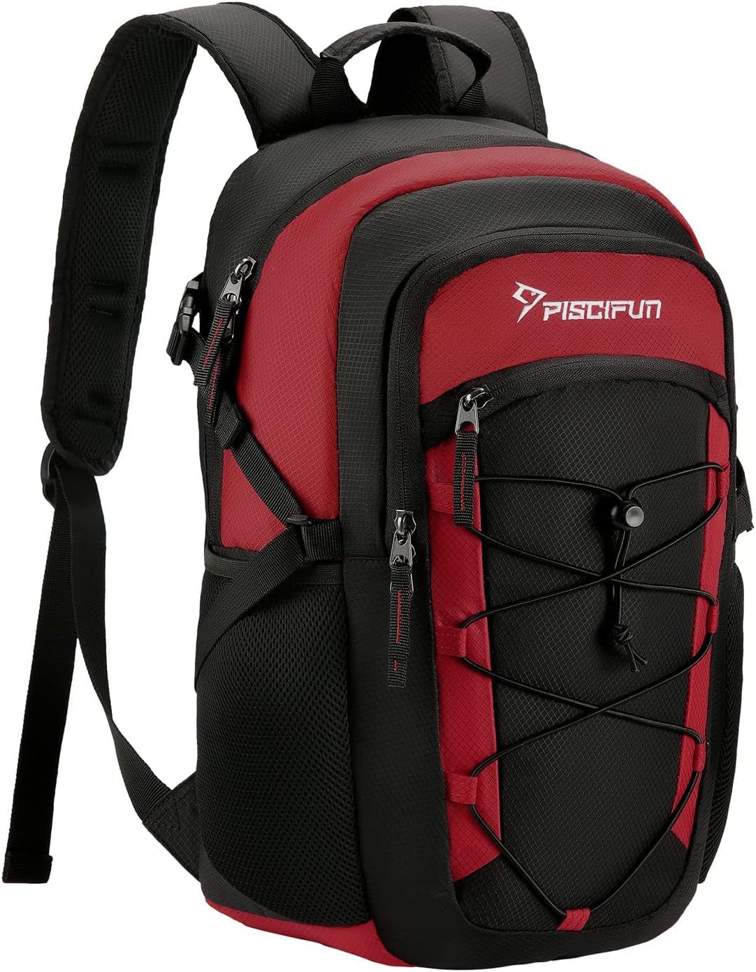 Piscifun Insulated Cooler Backpack - Lightweight, Leakproof Soft Cooler Bag for Lunch, Picnic, Fishing, Hiking, Camping, and Day Trips in Black & Red