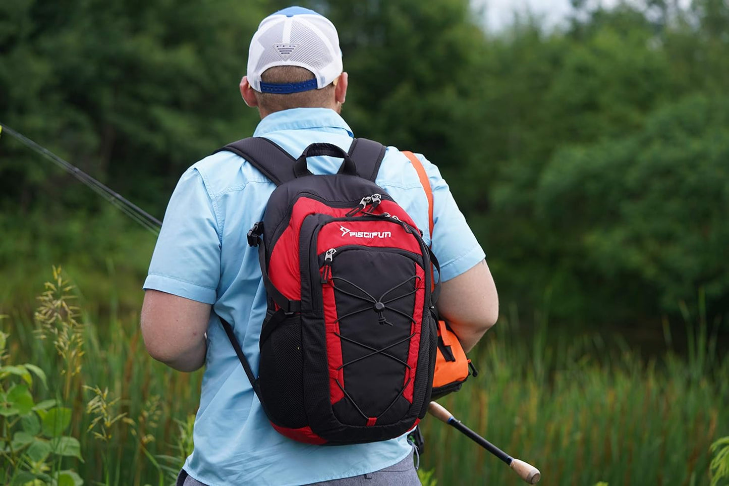 Piscifun Insulated Cooler Backpack - Lightweight, Leakproof Soft Cooler Bag for Lunch, Picnic, Fishing, Hiking, Camping, and Day Trips in Black & Red
