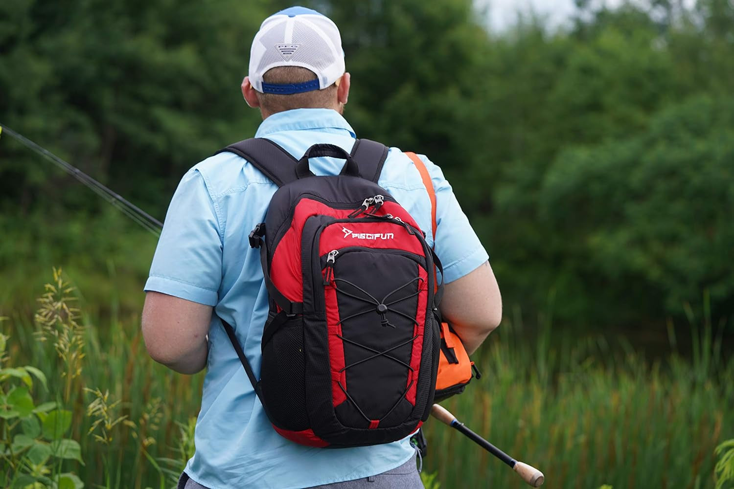 Piscifun Insulated Cooler Backpack - Lightweight, Leakproof Soft Cooler Bag for Lunch, Picnic, Fishing, Hiking, Camping, and Day Trips in Black & Red