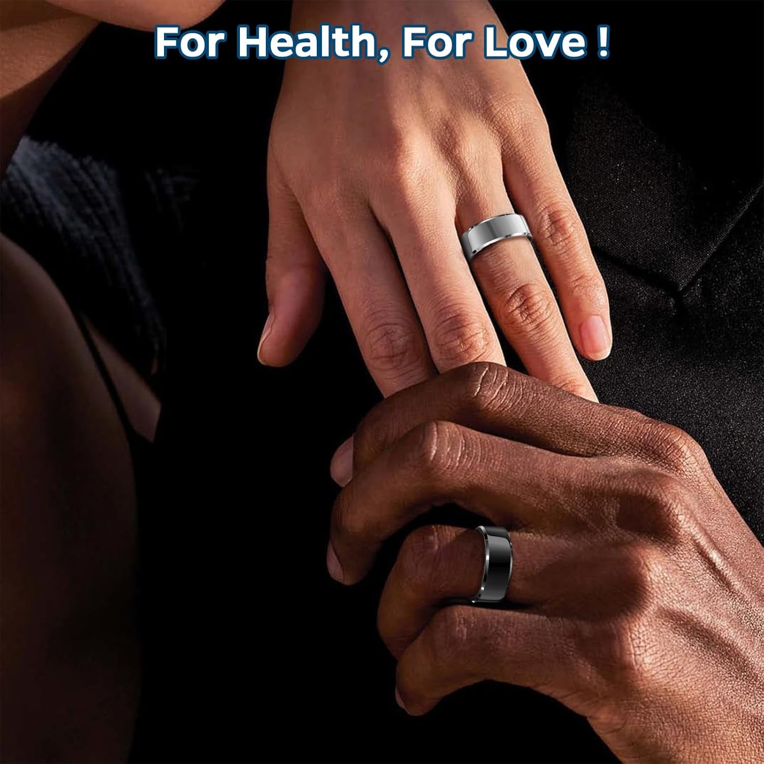 Smart Health Tracking Ring with Sleep Monitoring, Heart Rate Monitoring, and Activity Tracking Features, Waterproof Design, Air Gesture Control, Up to 7-Day Battery Life, Compatible with iOS and Android (Black, Size #10)