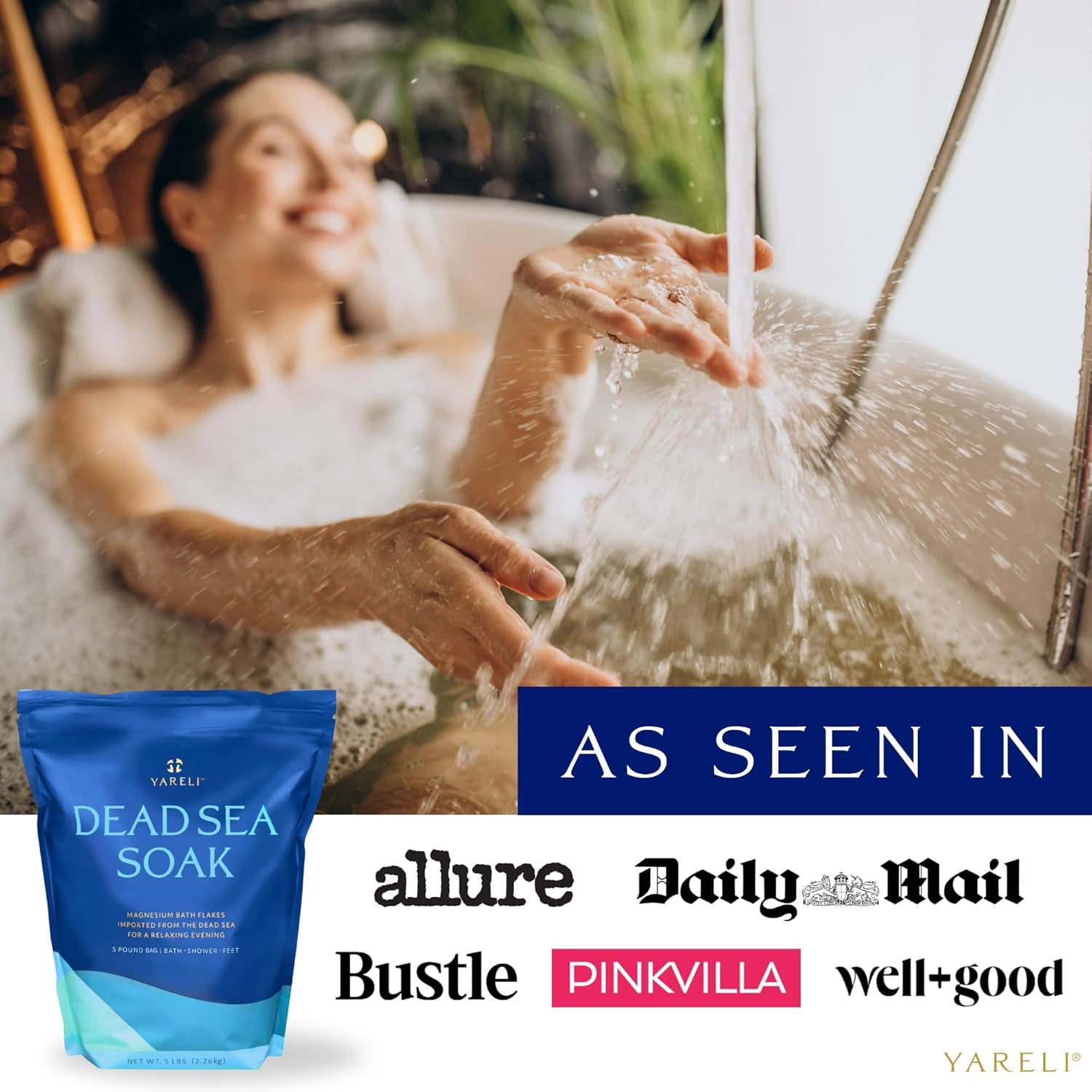 Magnesium Flakes - 15 lb Dead Sea Bath and Foot Soak, Premium Alternative to Epsom Salt with Over 800,000 mg of Magnesium Chloride per Bag