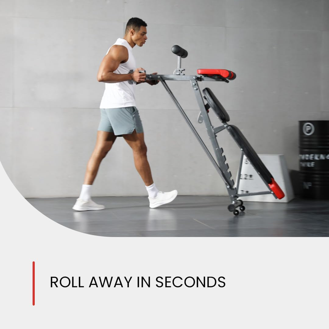 Finer Form Multi-Functional FID Weight Bench for Comprehensive Full-Body Workouts – Hyper Back Extension, Roman Chair, Adjustable Ab Sit-Up Bench, Incline/Decline Bench, and Flat Bench