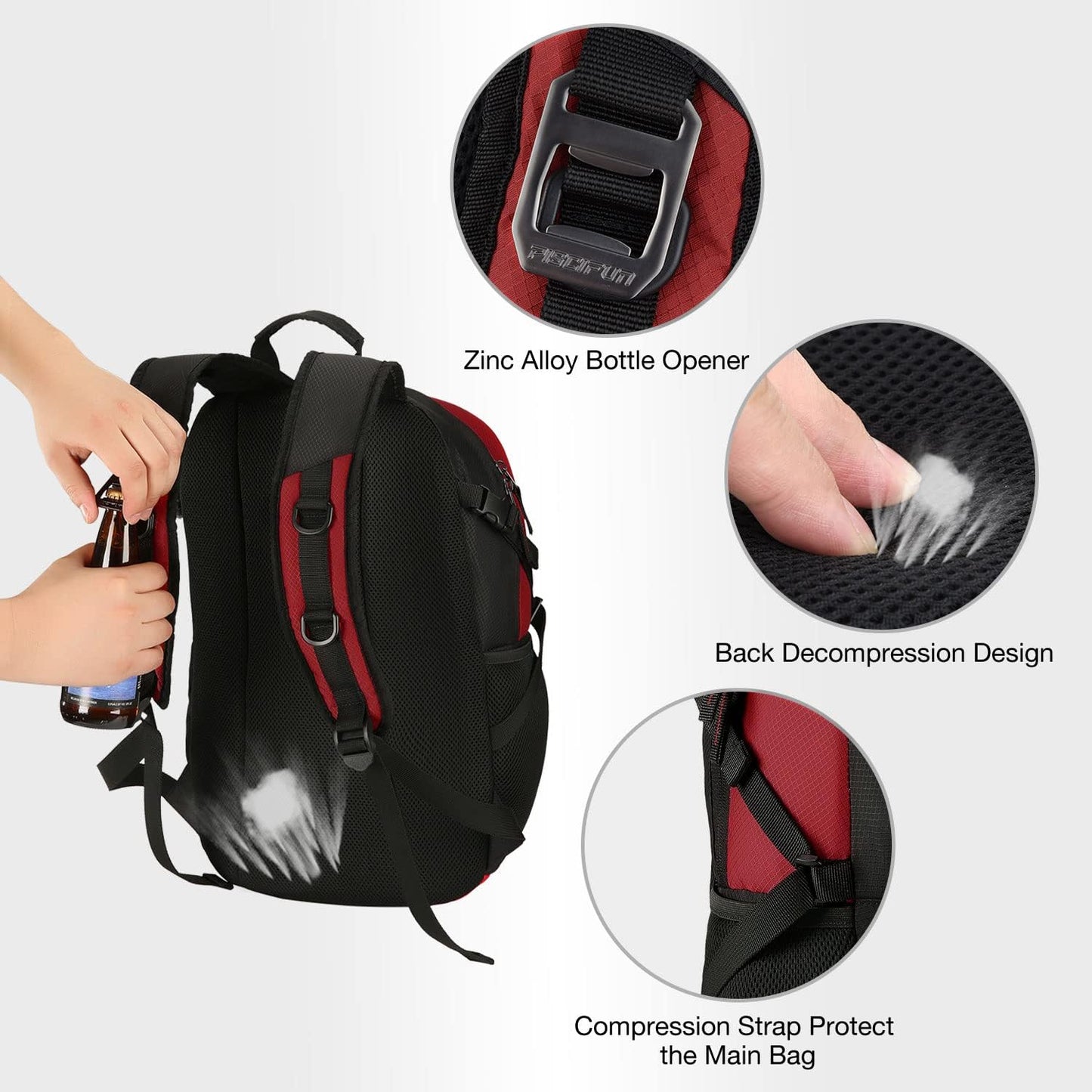 Piscifun Insulated Cooler Backpack - Lightweight, Leakproof Soft Cooler Bag for Lunch, Picnic, Fishing, Hiking, Camping, and Day Trips in Black & Red