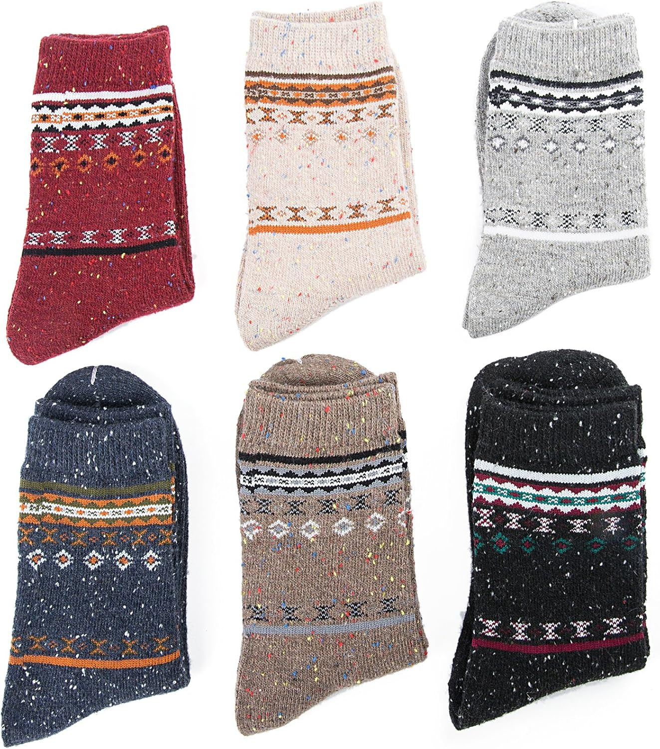 ADFOLF Women's Wool Socks - 6 Pairs of Thick Knit Cozy Crew Socks for Winter - Ideal Christmas Gifts