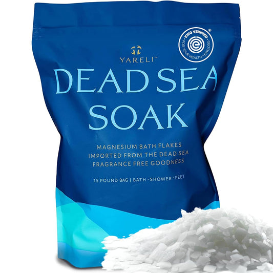 Magnesium Flakes - 15 lb Dead Sea Bath and Foot Soak, Premium Alternative to Epsom Salt with Over 800,000 mg of Magnesium Chloride per Bag